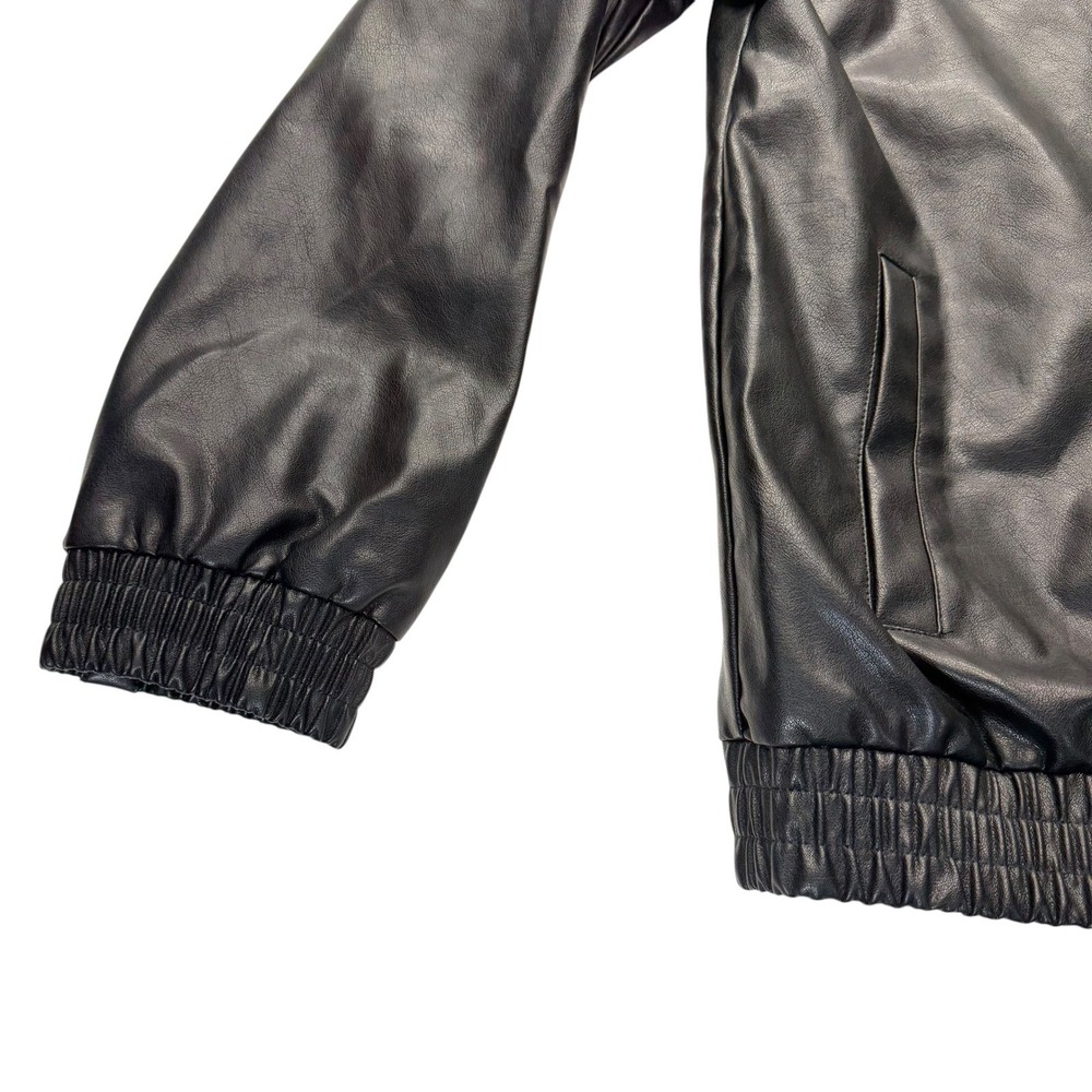 Sampeel Jacket Mens L Black Faux Leather‎ Bomber Zip Up Casual - Picture 6 of 13